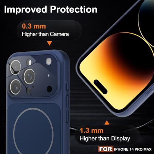 Image of SHINESTAR Premium Luxury Case Compatible with iPhone 14 Pro Max | Protective Back Cover with Camera Lens Safety | Wireless Charging Support | Slim Fit Durable Design | Enhanced Grip Protection Blue