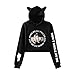 Trikahan Billie Eilish When We All Fall Asleep Where Do We Go cat Ear Hoodie for Fans Black XS-XL