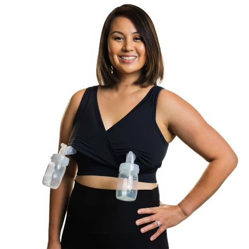 Everyday Luxe Nursing & Hands-Free Pumping Bra - Nursing and Pumping Bra Fits All Standard Pump Flanges and Wearable Pumps