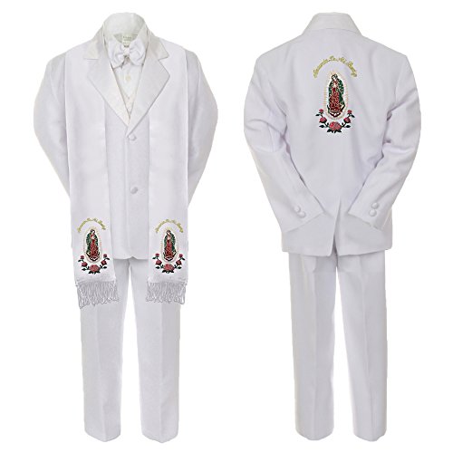 Image of New Born Baby Boy Teen Christening Suit Gold Virgin Mary on Stole & Back SM-20