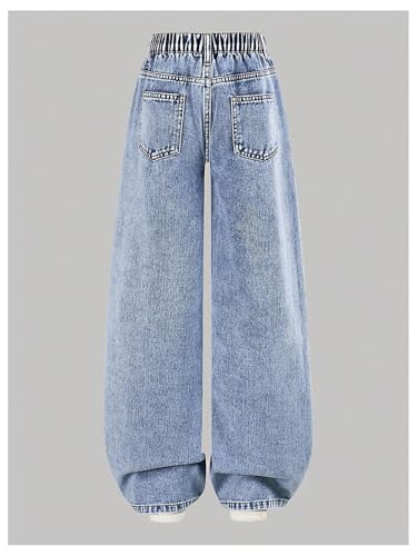 Verdusa Girl's Cute Bow Cherry Baggy Jeans High Waisted Wide Leg Casual Denim Pants2