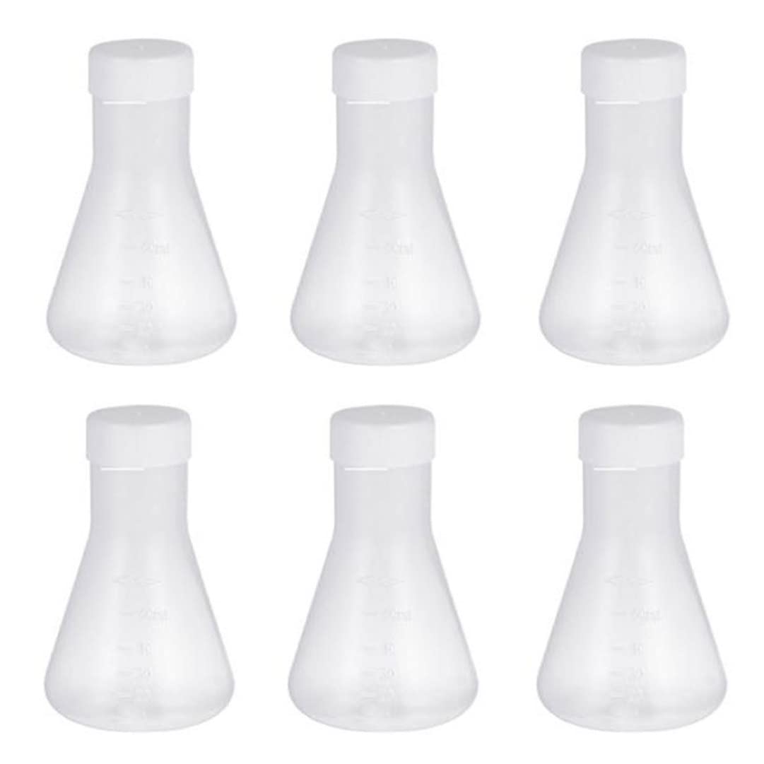 Ngbbby White 6Pcs 250Ml Conical Flask, Scientific Erlenmeyer Measuring Bottle With Cap For Laboratory