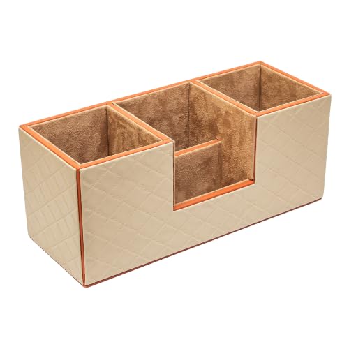 Image of AI DESIGN CO. Office Desk Organizer Caddy | Vegan Leather & MDF Stationery Storage | Tabletop Workspace Accessories Holder for Home & Office Desk | Dune Collection - Sandstone Rust, Big