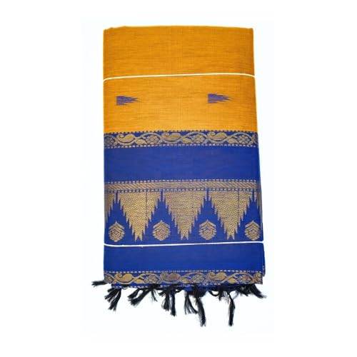 Image of Pure Kalyani Cotton Saree | Zari Border & Blouse Piece - Lata Gadwal Design | Traditional Saree