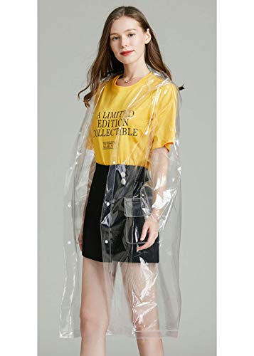 ebossy Adults Transparent EVA Raincoat Reusable Waterproof Rain Poncho Jacket with Hood3