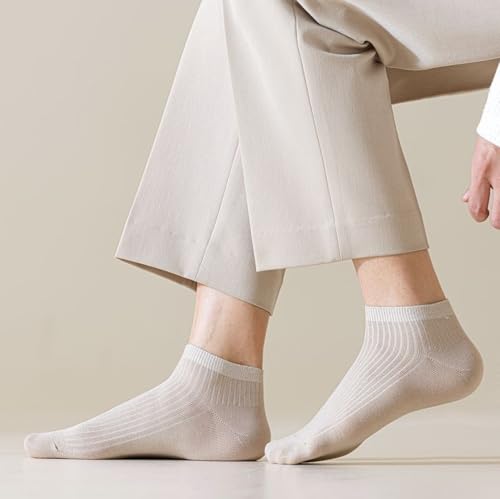 5 Pairs of Men's Ankle Socks, Thin Breathable Cotton Socks, Solid Color Casual Socks, Business Socks3