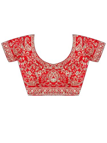 Image of AKHILAM Women's Shimmer Satin Sequence Embroidery Saree With Unstitched Blouse Piece(AARYAN21401 KR Parent)