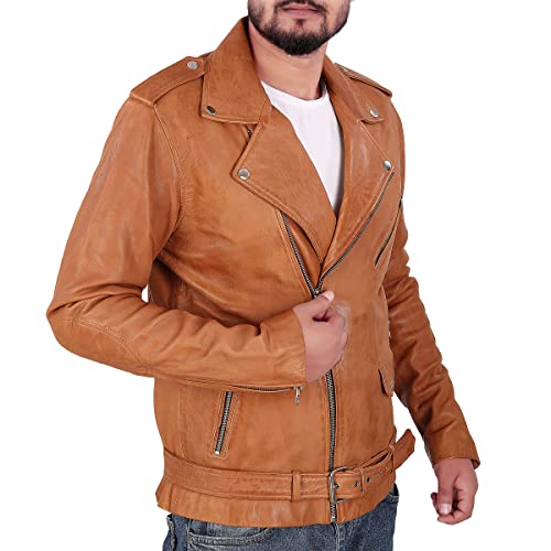 Image of Men Leather Jacket - Lambskin Winter Vintage Motorcycle Biker Jacket, Coat Soft & Stylish Moto Ride & Racing Jacket's