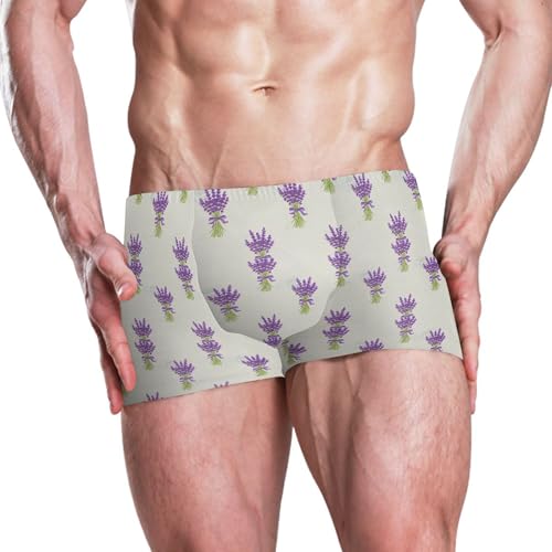 Purple Lavender Flowers Mens Swim Trunk Swimwear Bathing Suit Swim Brief Square Leg Board Short S B04051352