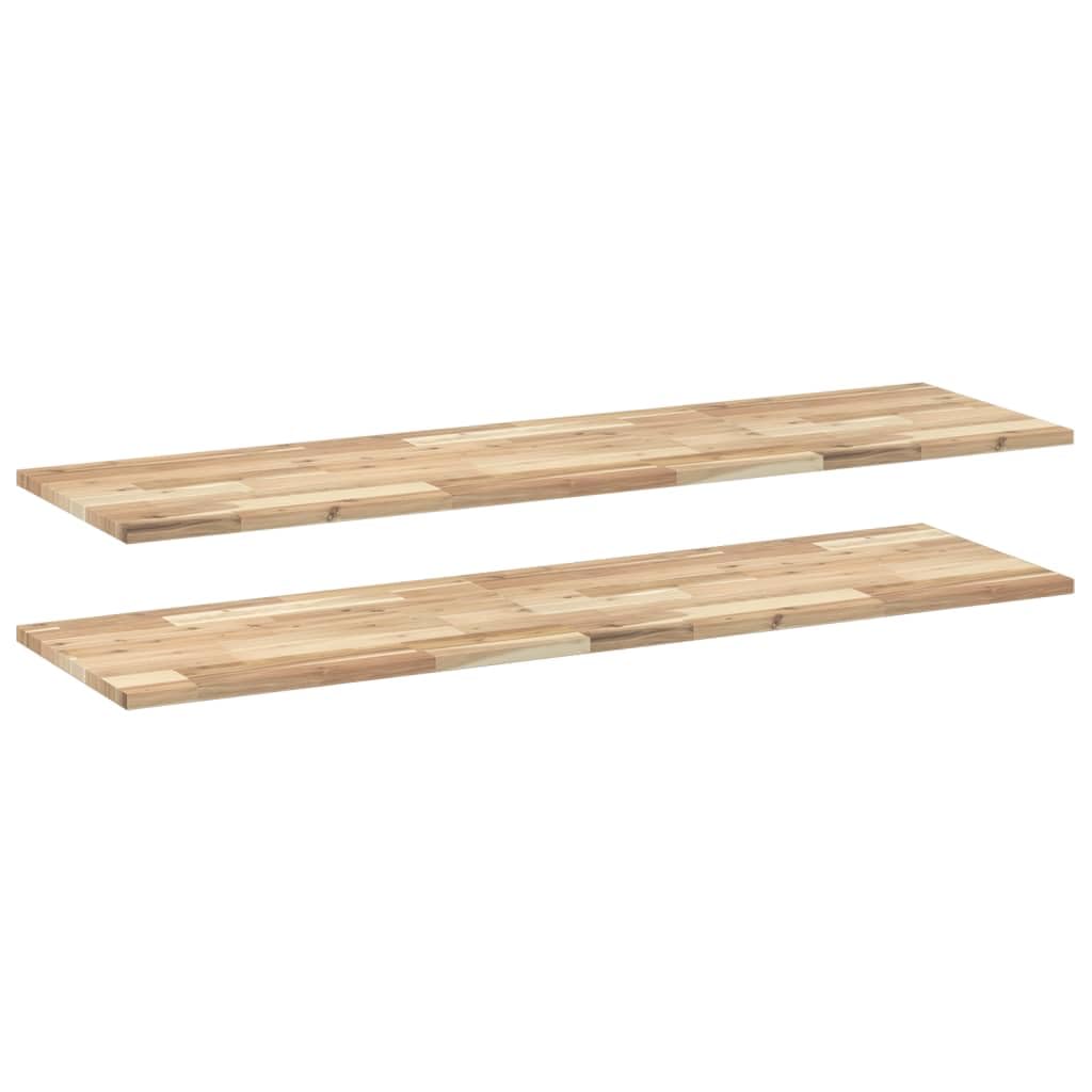 vidaXL Floating Shelves 2 pcs, Wall Shelf for Bedroom Living Room, Storage Shelf for Decor Display, Farmhouse Style, Untreated Solid Wood Acacia