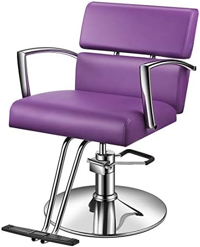 Baasha Salon Chair, Beauty Barber Chair with Vented Back Design, Purple Styling Chair for Salon, Beauty Spa Equipment Salon Chairs for Hair Stylist Women Man