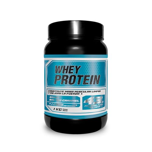 FarmaFusion Whey Protein | Proteína 100% Pura | Aumenta la masa muscular | Con Colágeno + Magnesio | Mejora tus entrenamientos | 1KG de Proteína en Polvo | Sabor Caramelo Salado