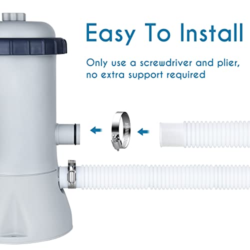 Plulon 3 Pieces Swimming Pool Replacement Hose,1.25Inches Diameter Replacement Hose, Kinkproof Pe,Pool Filter Replacement Hose Compatible With Filter Pump 330 Gph, 530 Gph, And 1000 Gph #TOP4