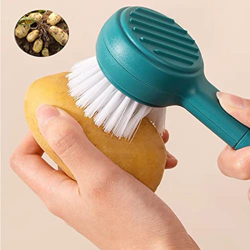Selaurel Fruit Vegetable Brush Potato Carrot Cleaning Brush Produce Veggie Scrubber Brush With Peeler 2 In 1 Kitchen Gadgets Vegetable Fruit Peeler (Blue) #TOP3