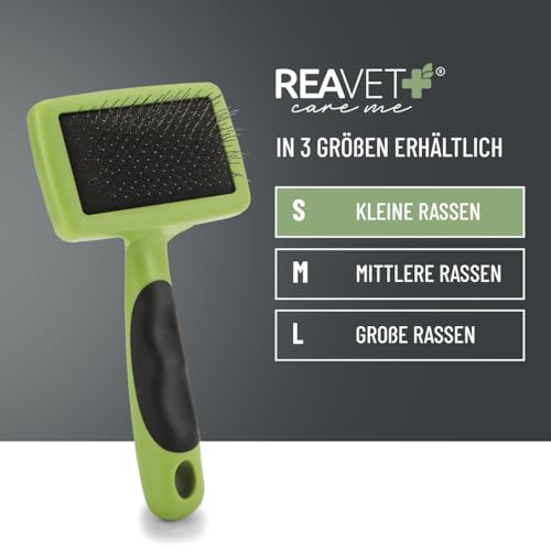 TESTURTEIL SEHR GUT 05/24 ReaVET Hundebürste, Katzenbürste, Zupfbürste für Langhaar Hunde & Katzen I Kleine Rassen I Entfernt sanft Unterwolle, Verfilzungen & Knoten I Haustier Bürsten