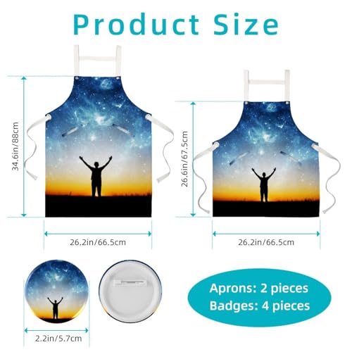 Tablier de cuisine lot de 2 imprimé ciel étoilé multicolore