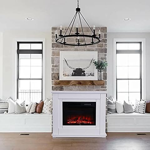 FIDOOVIVIA 30 Inch Electric Fireplace Electric Fire and Surround Free Standing White Mantel Surround Insert Electric Fire LED Flame Effect with Remote Control, White, 900W/1800W Cover