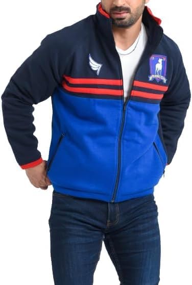 Men Jason Sudeikis Brendan Hunt Blue Football Coach Track Suit Jacket