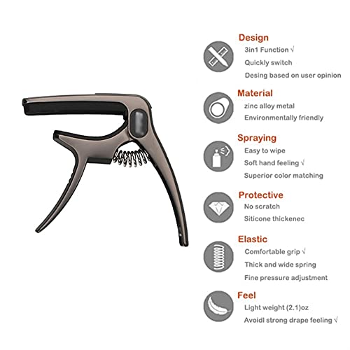 EXENXA Accueil Instrument de Musique Capodastre pour Guitare Capodastre en métal Zinc 3 en 1 pour Guitares acoustiques… - Les Beatles, Paul McCartney, John Lennon, RIngo Starr, George Harrison EXENXA Accueil Instrument de Musique Capodastre pour Guitare Capodastre en métal Zinc 3 en 1 pour Guitares acoustiques… – Image 7