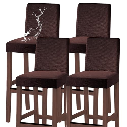 Image of Bar Stool Covers Counter Chair Slipcovers Set of 4,Coffee