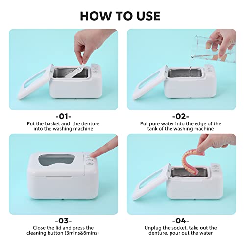 Hlflyg Professional Ultrasonic Cleaner For Dentures, Retainer, Mouth Guard, Aligner, Whitening Trays, All Dental And Sleep Apnea Appliances (46Khz, 24W, 6.67Oz)-White #TOP6