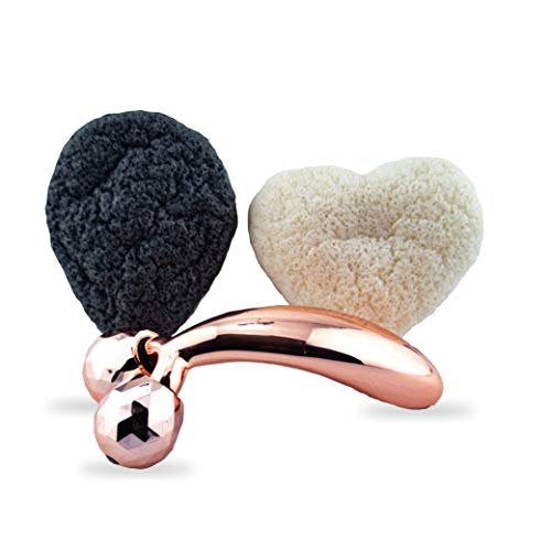 Beauty Konjac All Natural Sponges With New Cellular Face Massager With Activated Charcoal