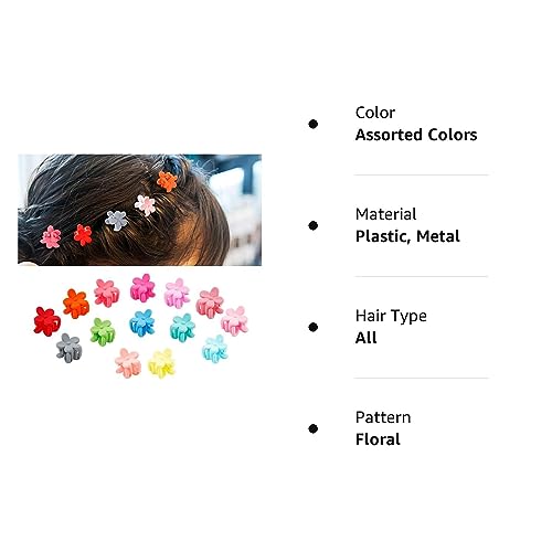 Image of NEOBABY Mini Colorful Flower Design Tiny Hair Clip for Multiple Hair Styling | Hair Claws Accessories for Kids Baby Girls and Women's Multicolor (Pack of 36)