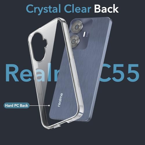 Image of Jkobi Lifetime Anti-Yellow Clear Back Case Cover for Realme C55 (Sleek Hard Crystal | Shockproof and Camera Protection)
