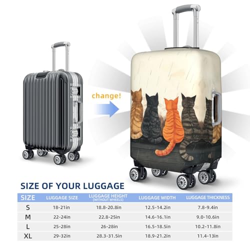 Four Cats Watching Rain Travel Luggage Covers - Elasticity Suitcase Covers Protector for Luggage 18-32 Inch2