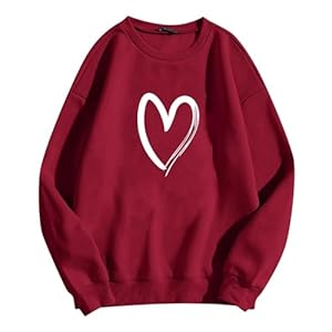 Mode Femmes Chaud Sweat décontracté à Manches Longues col Rond Doux Amour imprimé Chemise Dames Hiver Sweats Hauts Chandail Rouge Robe De Cocktail