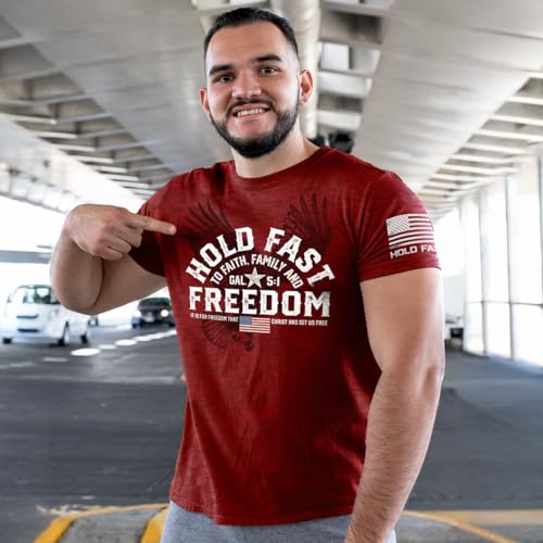 It is for Freedom That Christ Has Set Us Free Gal. 5:1 Red Heather Cotton Men's T-Shirt4