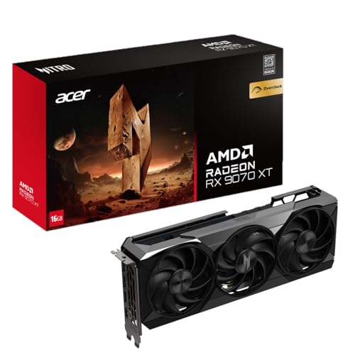 Acer Nitro AMD Radeon RX 9070 XT Overclocking Graphics Card with 16GB GDDR6 | PCI Express 5.0 | OC Boost Clock 3.1 GHz | 3 FrostBlade 4.0 Fans | TPD 340W | 1 x HDMI 2.1a & 3 x DisplayPort 2.1