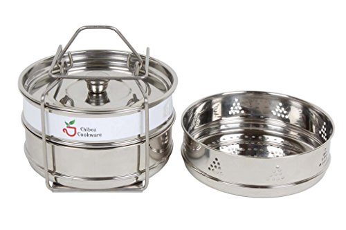 Chiboz Cookware 3 Qt Mini Stackable Steamer Insert Pans with Sling Handle compatible