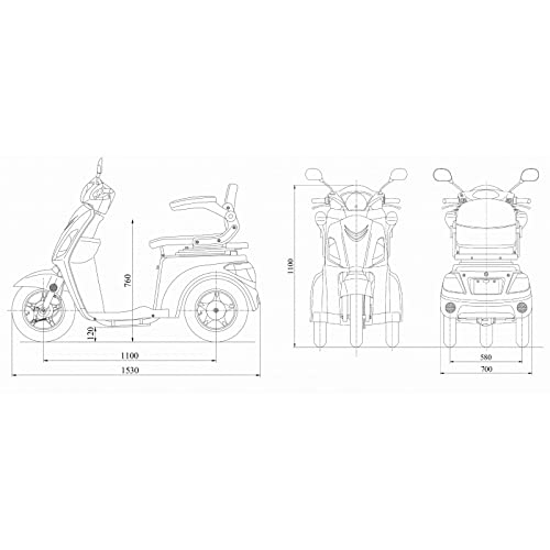 Vita Care 1000 Eco Seniorenmobil 3-Rad Elektromobil mit 800 W, 15 km/h & bis zu 30 km Reichweite