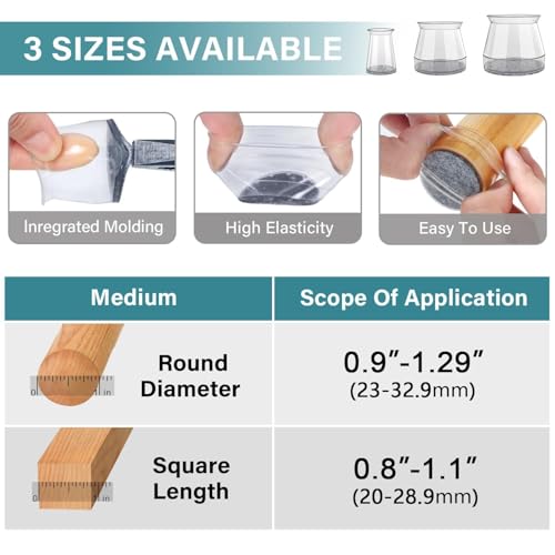 Image of Chair Leg Floor Protectors Chair Leg Protectors for Hardwood Floors Silicone Pads Covers to Protect Floors (4, Small (0.9 inch-1.29 inch))