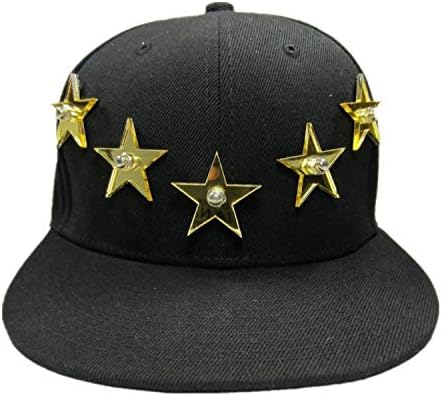 WIIPU Unisex Star Hip-Hop Hat Snapback Baseball Cap(J118) Black