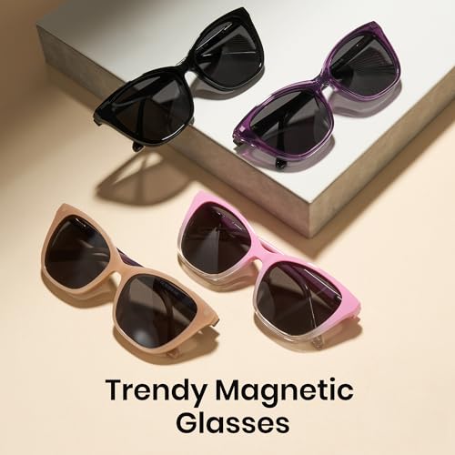 Image of Cyxus Cat Eye Magnetic Clip-On Sunglasses Women Polarized Blue Light Blocking UV400 Protection P1221