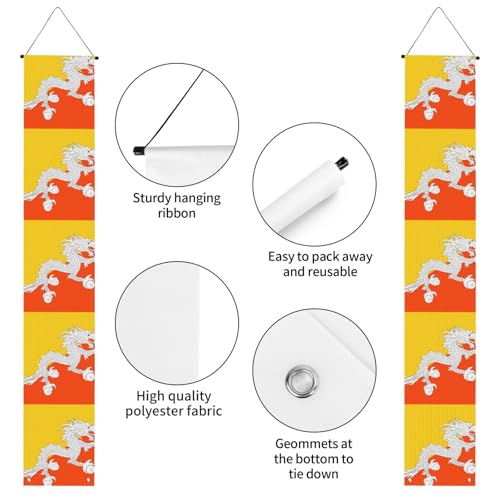 Drapeau du Bhoutan lavable et réutilisable pour entrée de cérémonie