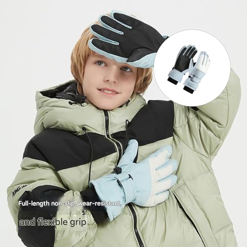 Guantes de esquí para niños y adolescentes impermeables con diseño simple 2