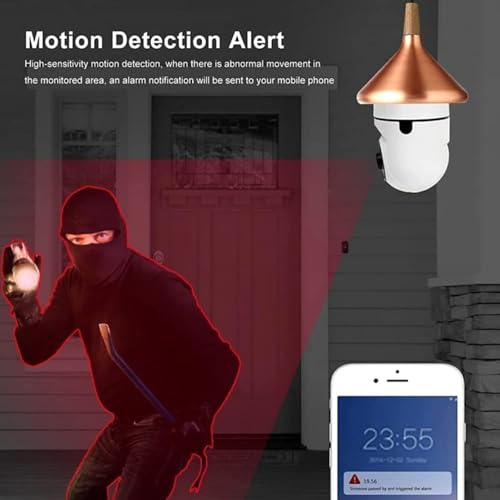 Golens 3MP WiFi Light Bulb Camera 1080P | E27 Bayonet Fitting | 360° Panoramic IP Camera with Fisheye, Infrared Night Vision, Motion Detection, Real-time Alert | CCTV Camera for Home Outdoor (WC10K) 8 41eg4HundXL
