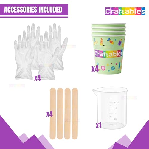 Image of Craftables DIY Resin Art kit with Moulds for Beginners & Adults | 200g Clear Casting Resin, 7 Silicone Moulds, 11 Colours Jewellery Accessories & Tools | Complete All-in-One Craft Set