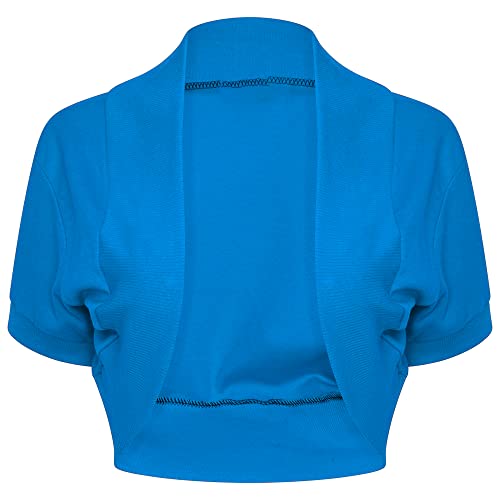 Image of Loxdonz Girl's Short Sleeve Shrug Childrens Kids Cotton Cardigan Bolero Shrug Jacket