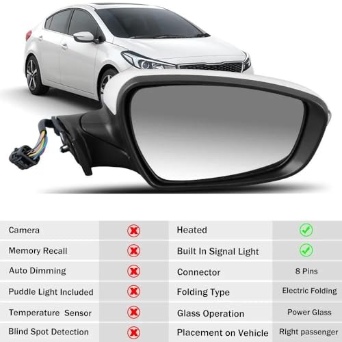 Rétroviseur Kia K3 Forte 8 broches rabattable