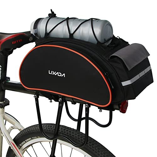 Lixada Bicycle Rack Bag 13L Multifunctional Bicycle Rear Seat Bag Cycling Bike Rack Seat Bag Rear Trunk Pannier Backseat Bag Handbag Shoulder Bag