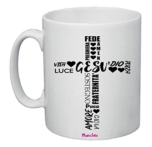 Tazza 8 x 10 Scritta Gesu' Vita Dio Amore Gioia Regalo maestra...
