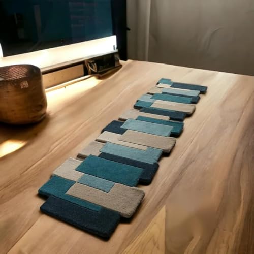 Kashif Rugs Non Slip Modern Colorful Palette Irregular Shape Runner