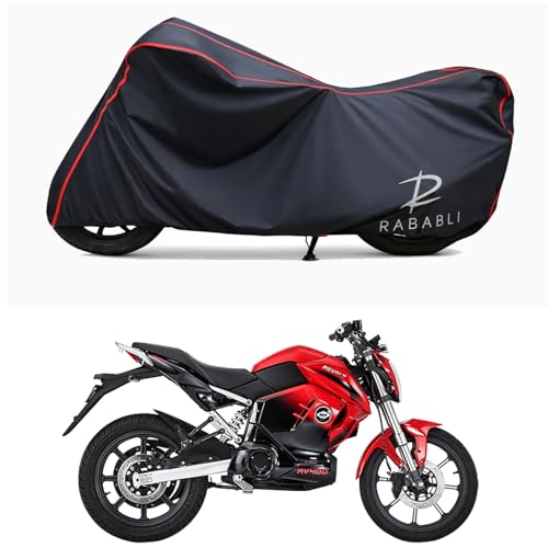 Image of Waterproof Bike Body Cover Compatible for | Revolt RV Cafe Racer | Taffeta Fabric, Red Piping Design, Bottom Elastic Fit | Dustproof, Sun UV & Rain Protection for All Bikes