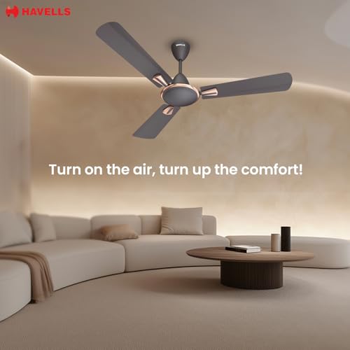 Image of Havells Quickair 600mm Ceiling Fan, High-Speed, Energy Efficient & Silent Operation with Modern Design, Perfect for Small Spaces | 2 Years Manufacturer Warranty | Smoke Brown