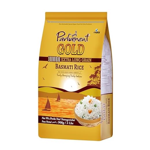 Parliament Gold Jumbo Extra Long Basmati Rice 2lbs ~ Beyond 8mm | Indian Risotto | All Natural | Vegan | Gluten Friendly | NON-GMO | Aged Perfection | Luxurious Taste | Product of India