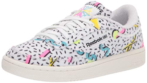 Reebok (リーボック) レディース クラブ C スニーカー, ホワイト/エレクトリックフラッシュF17-r/ネオンブルー, 6